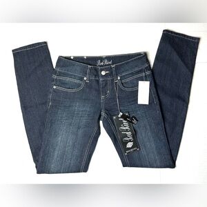 Vintage Red Rivet Stretch Slim Leg Blue‎ Jeans Womens Juniors 5 Studded Pockets